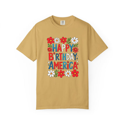 Happy Birthday America Floral Tee