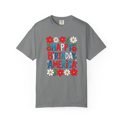 Happy Birthday America Floral Tee