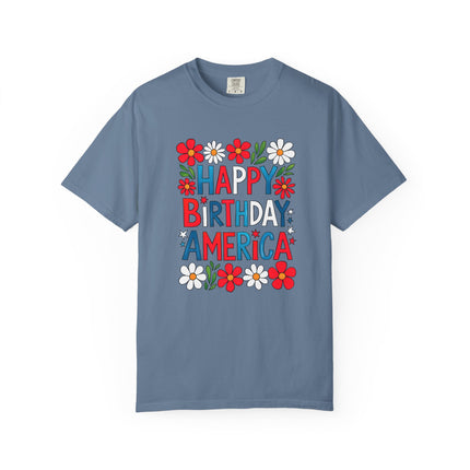 Happy Birthday America Floral Tee