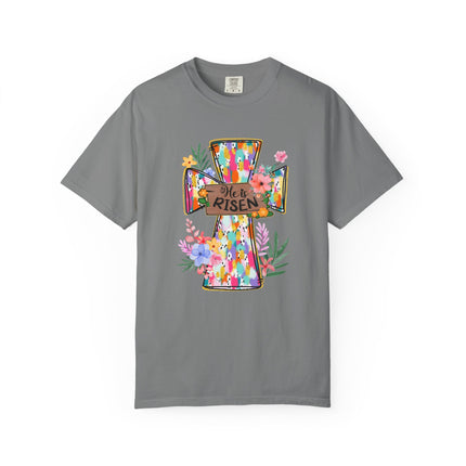 He Is Risen Colorful Cross Tee