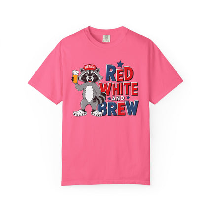 Red White and Brew Raccoon Tee