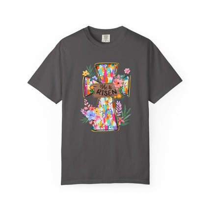 He Is Risen Colorful Cross Tee