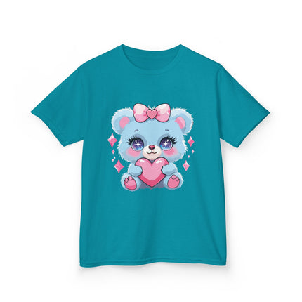 Blue Teddy Heart Kids T-Shirt