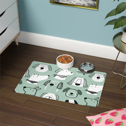 Puppy Faces Pet Food Mat