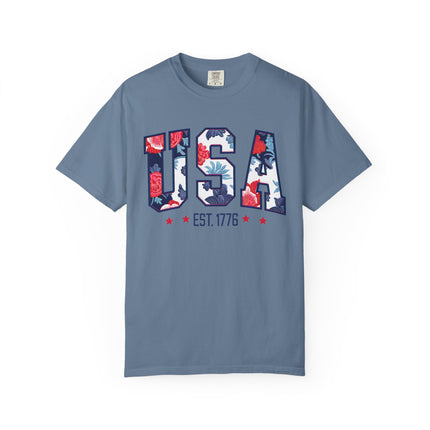 USA Floral Block Tee