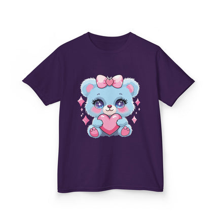 Blue Teddy Heart Kids T-Shirt