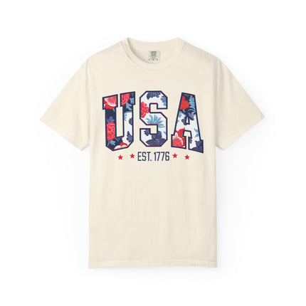 USA Floral Block Tee