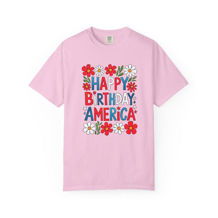 Happy Birthday America Floral Tee