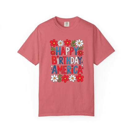 Happy Birthday America Floral Tee