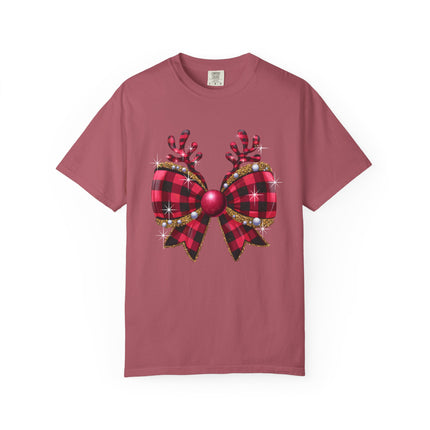 Reindeer Plaid Bow Tee