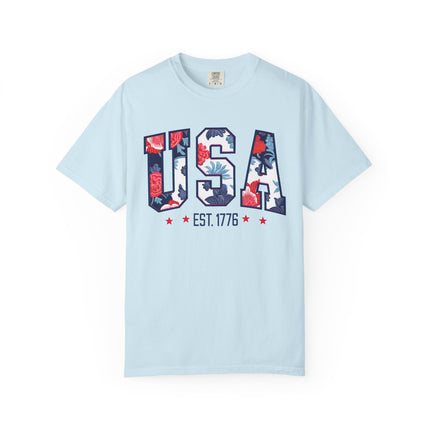 USA Floral Block Tee