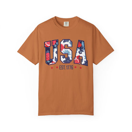 USA Floral Block Tee