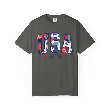 USA Floral Block Tee