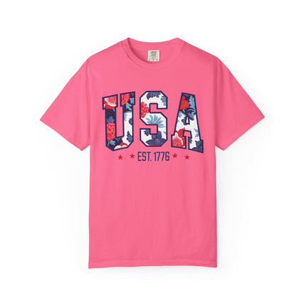 USA Floral Block Tee