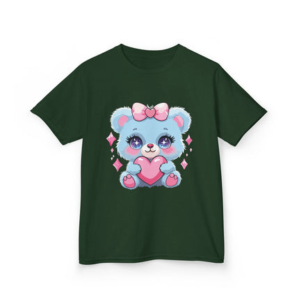 Blue Teddy Heart Kids T-Shirt