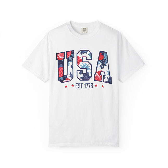USA Floral Block Tee