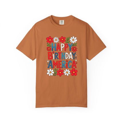 Happy Birthday America Floral Tee
