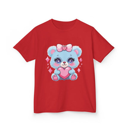 Blue Teddy Heart Kids T-Shirt