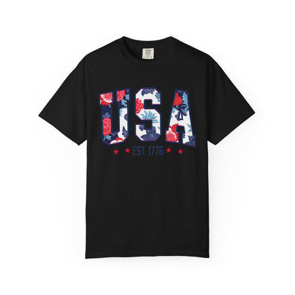 USA Floral Block Tee