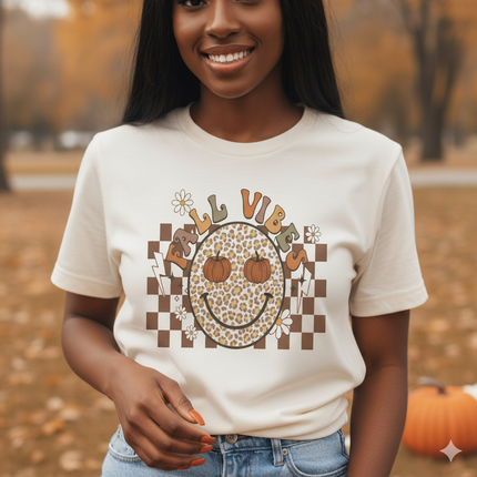 Leopard Smiley Fall Vibes Tee