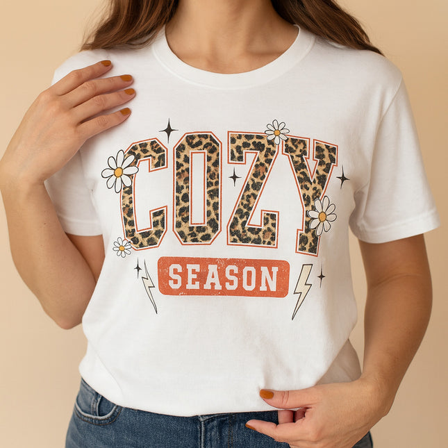 Cozy Season Leopard Letter Tee
