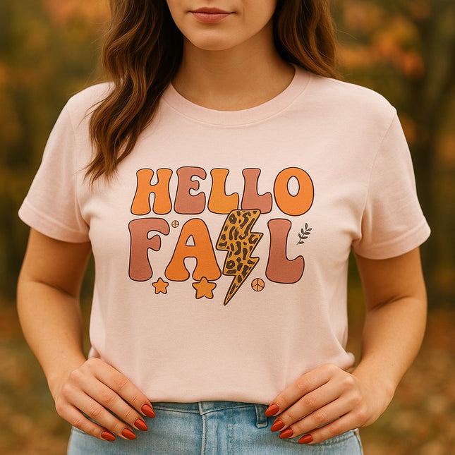 Hello Fall Leopard Bolt Tee