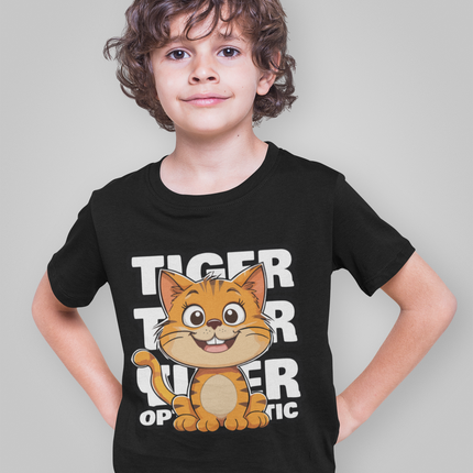 Tiger Optimistic Cat Kids T-Shirt